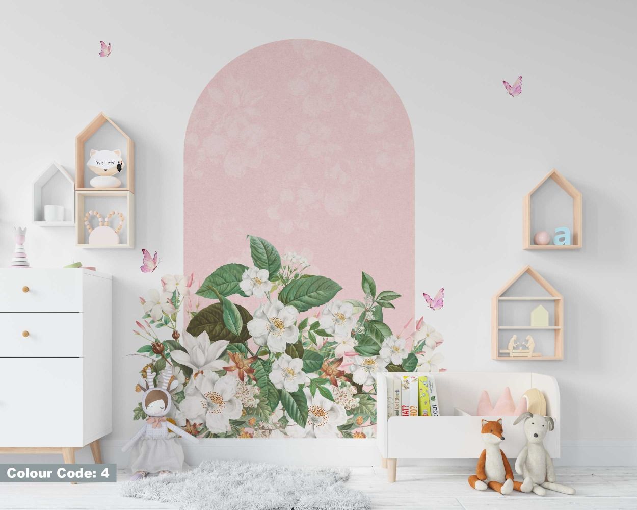 Best Beautiful Jasmine Flower And Textured Arch Wall Stickers