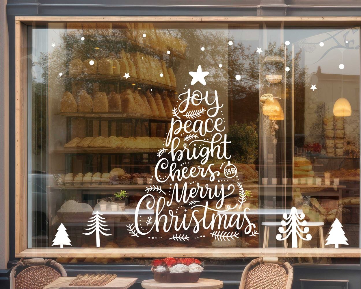 Joy Peace Bright Cheers Merry Christmas Wall Decals For Window Glass Door Decor