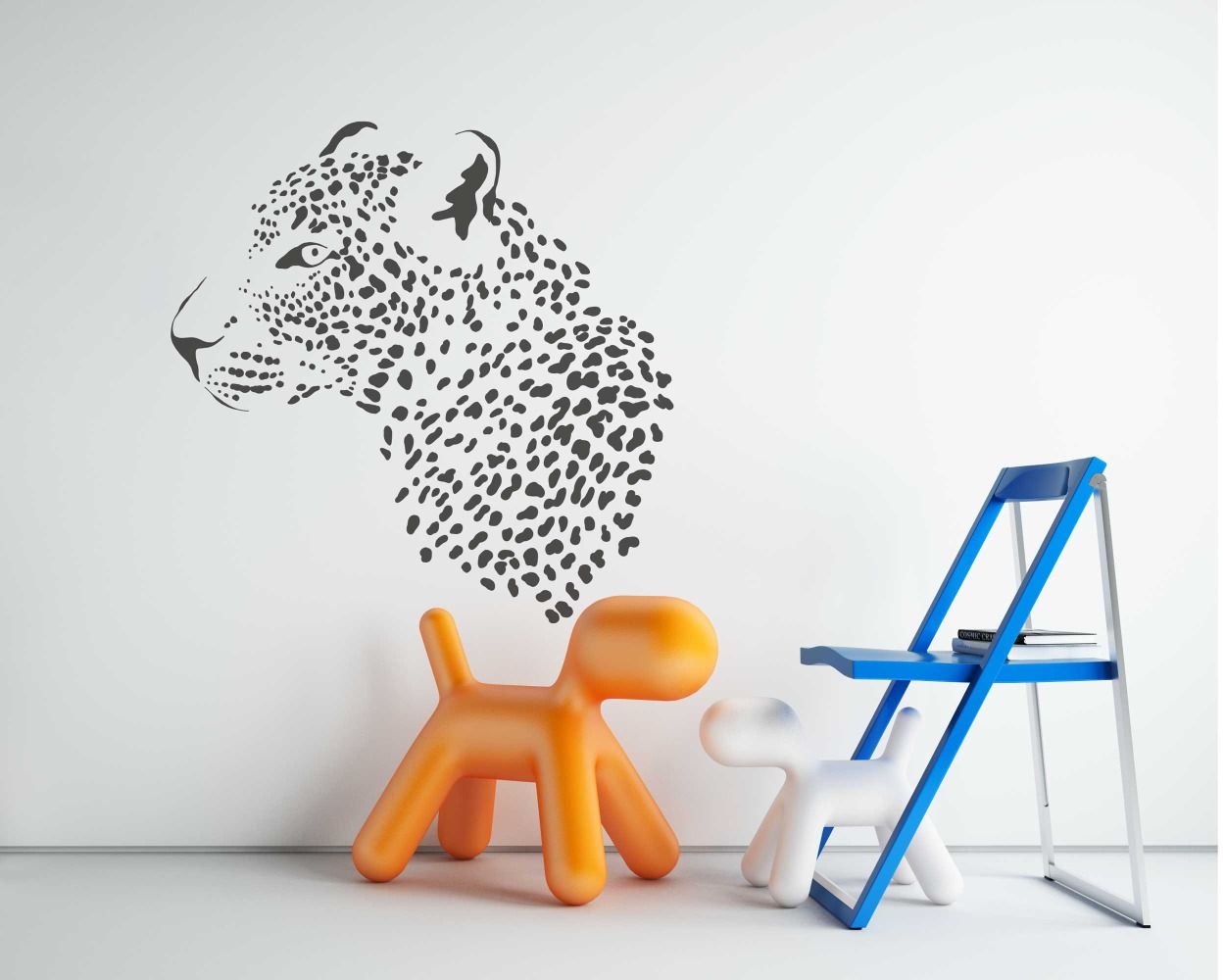 Leopards Animal Head Wall Decals For Room Wall Decoration