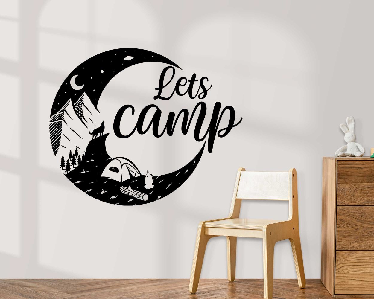 Let's Camp Motivational Quotes Decal For Bedroom Decor