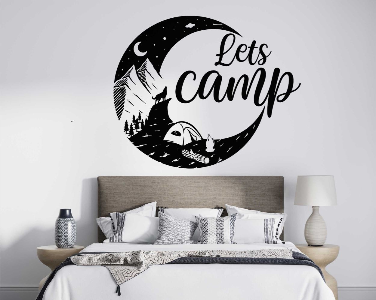 Let's Camp Motivational Quotes Stickers For Bedroom Decor