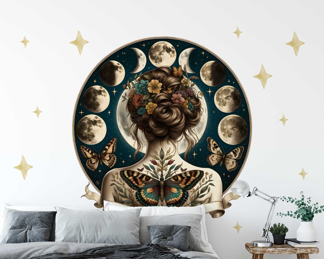 Best Beautiful Premium Quality Lunar Phases and Butterfly Designs Celestial Goddess Wall Stickers