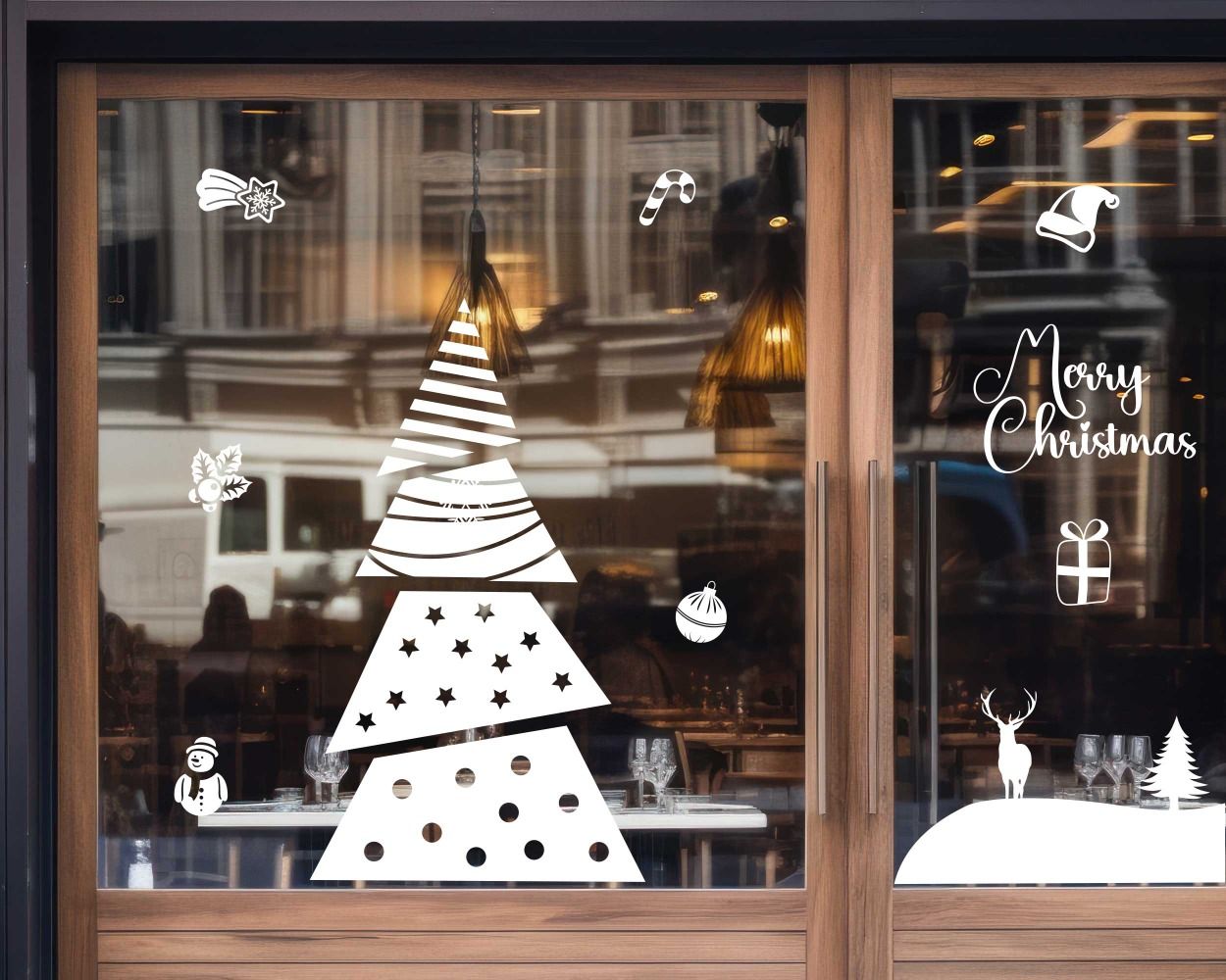 Best Merry Christmas Trees Silhouettes Vinyl Decals for Shop Window Glass Decoration