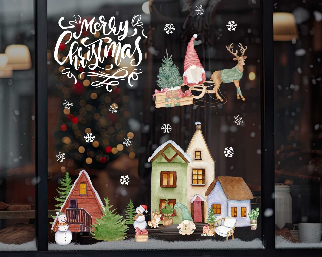 Merry Christmas Celebration Stickers for Window Decor