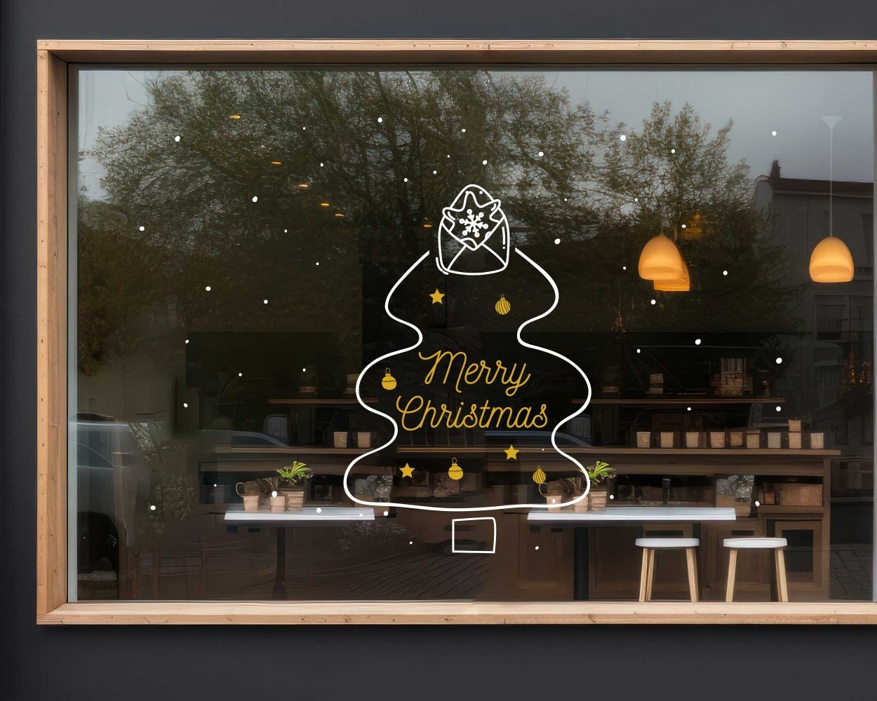 Merry Christmas Tree Festive Wall Decals For Glass Window Door Decoration