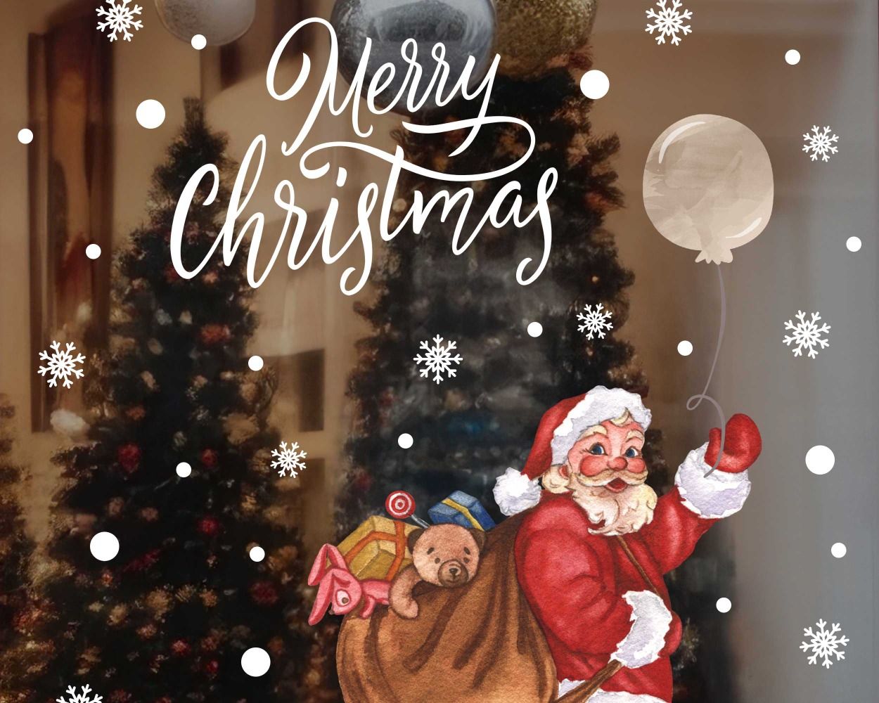 Merry Christmas Santa Claus Window Decorative Stickers