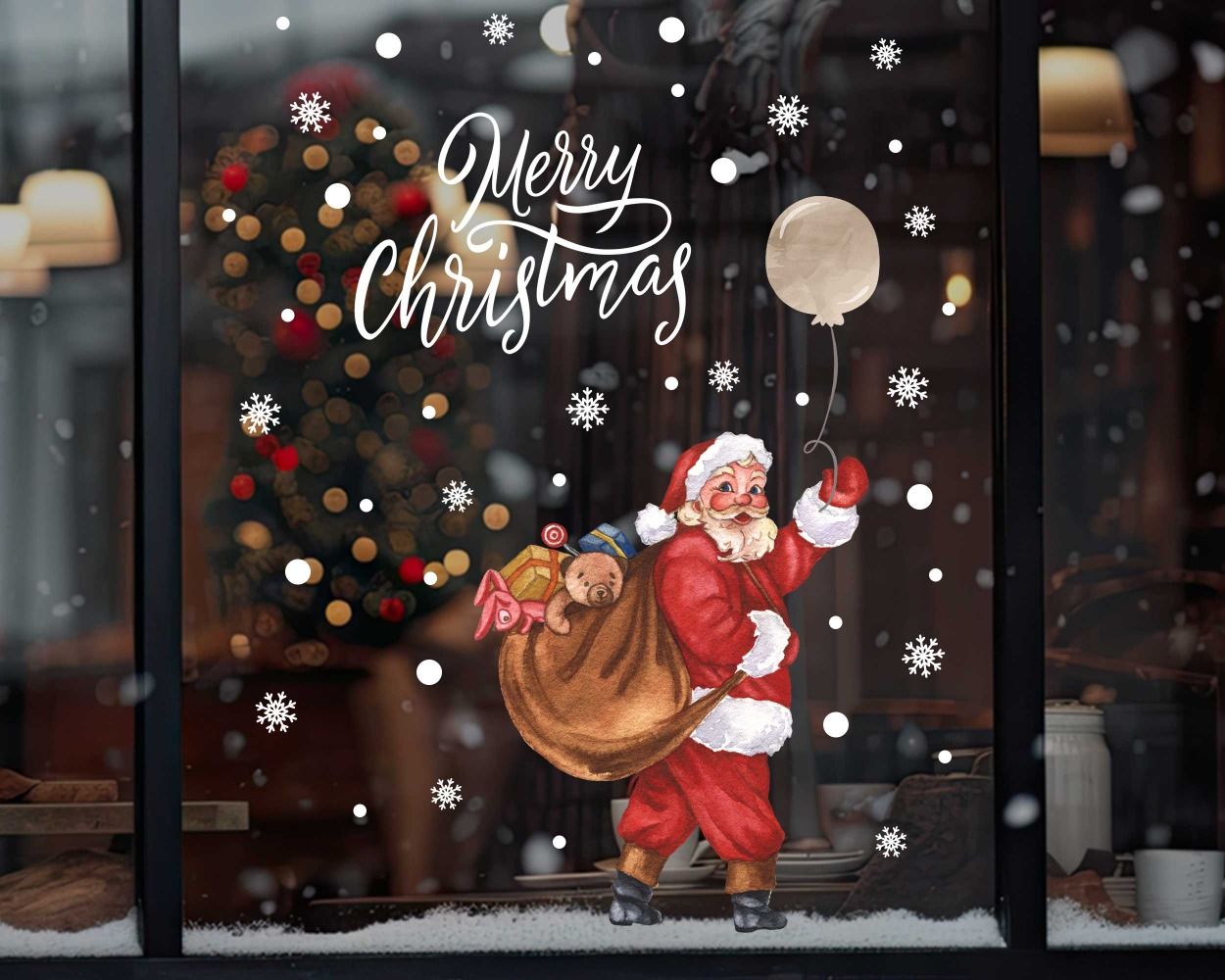 Best Merry Christmas Santa Claus Window Decorative Stickers