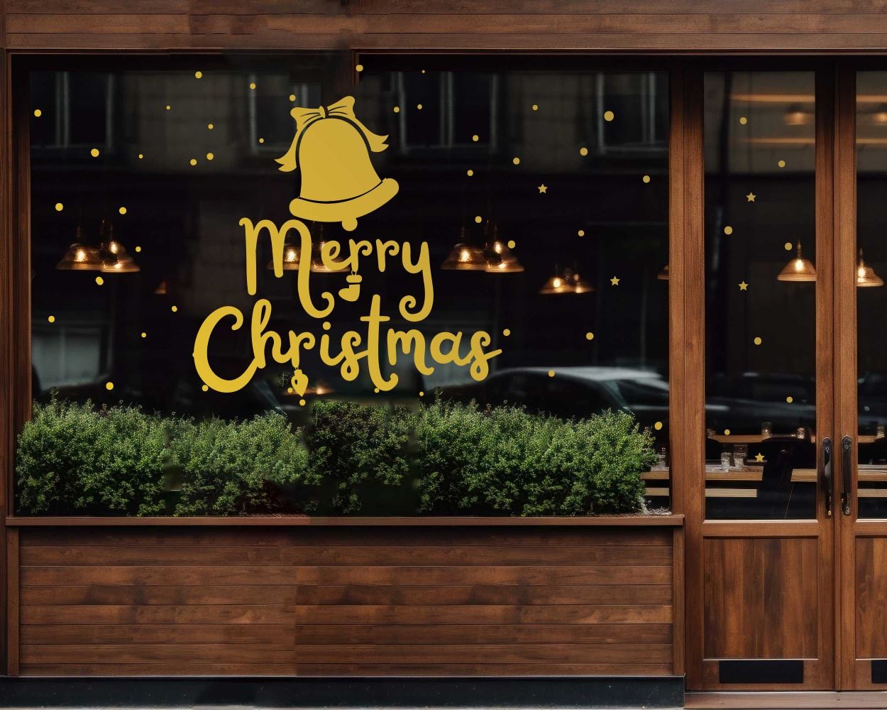 Merry Christmas With Bell Decals For Window Glass Decoration
