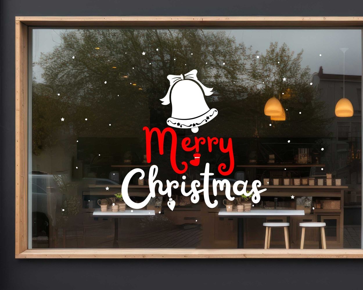 Merry Christmas With Bell Stickers For Window Glass Decoration