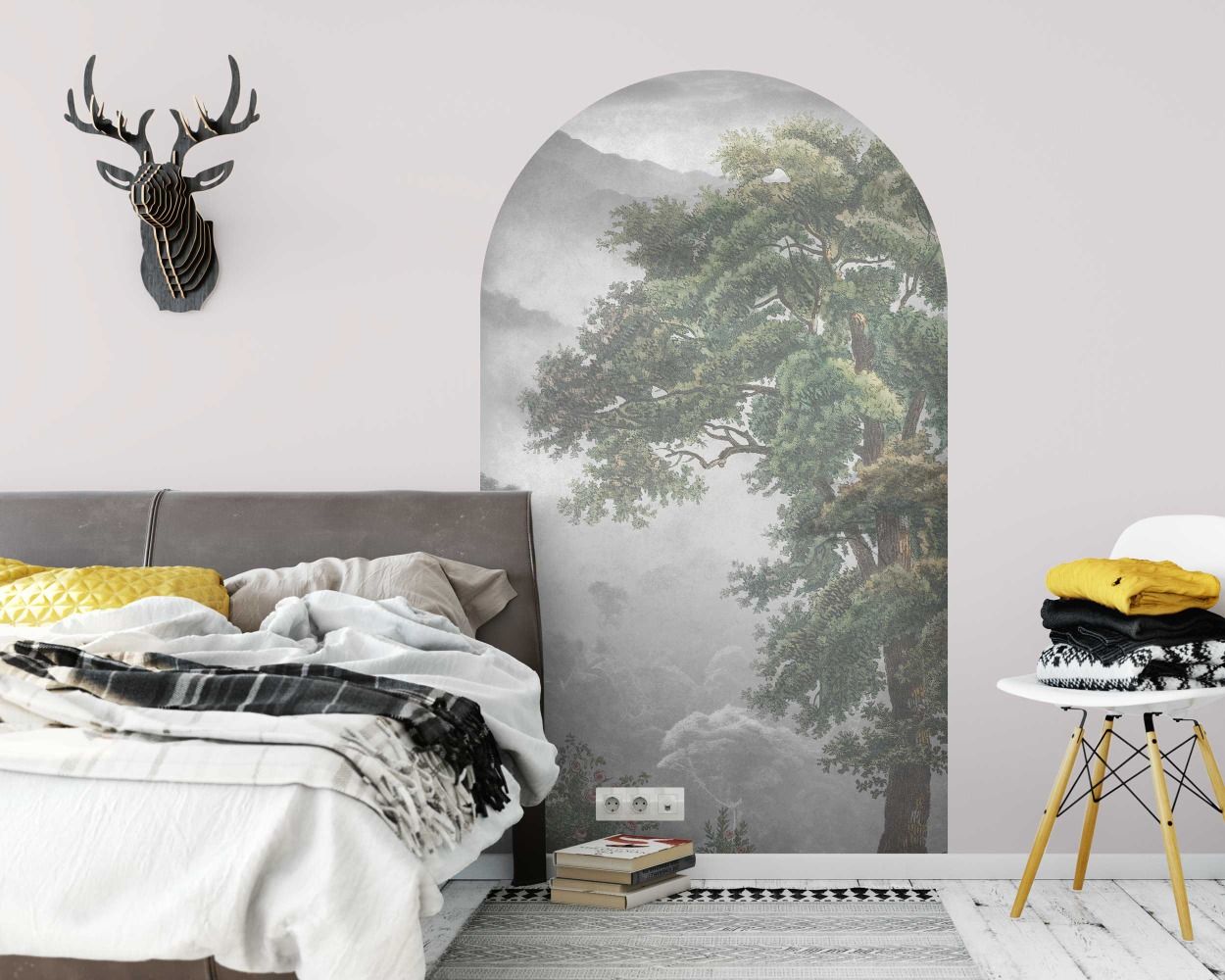 Beautiful Mist Covered Vintage Forest Arch Wall Stickers