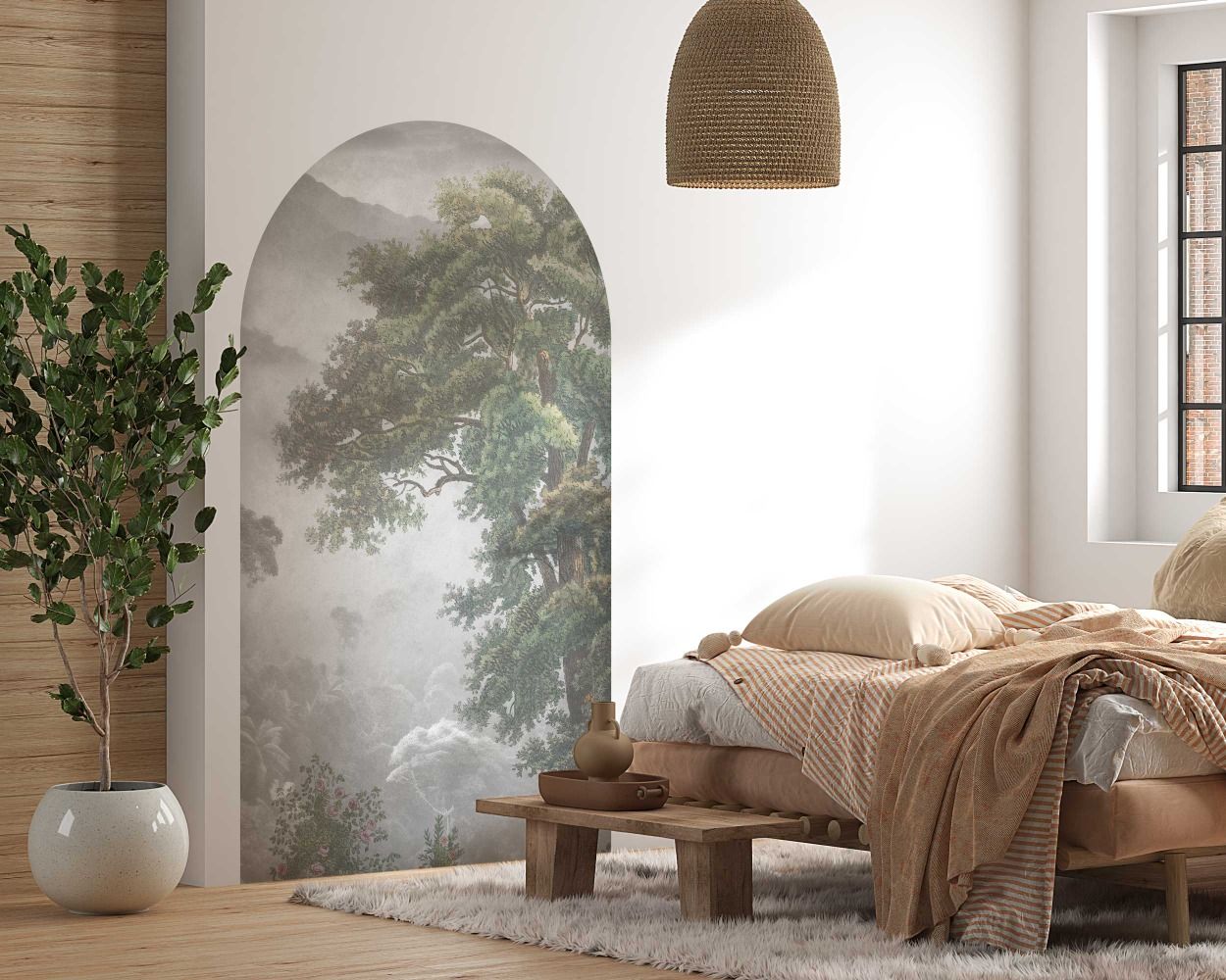 Mist Covered Vintage Forest Arch Wall Decals for Bedroom Decor 