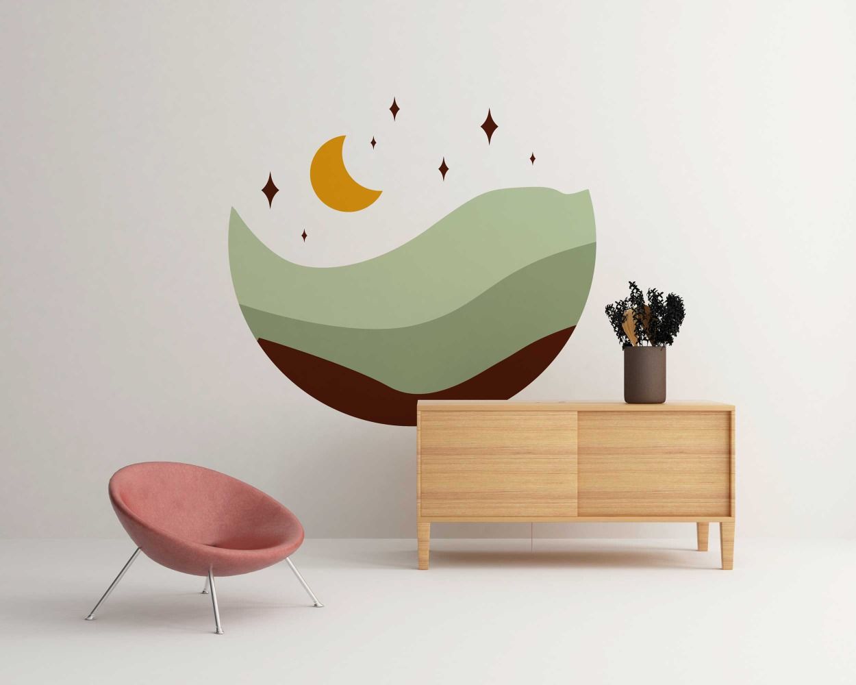 Moon Art Circle Bohemian Wall Decals For Interior Decoration 