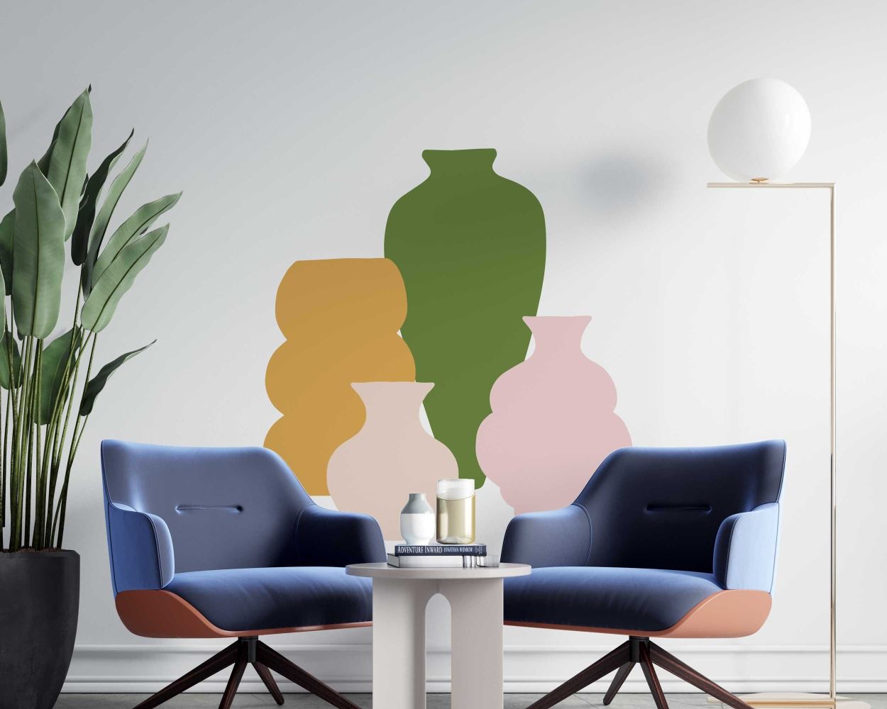 Multiple Size Colorful Flower Vase Wall Stickers