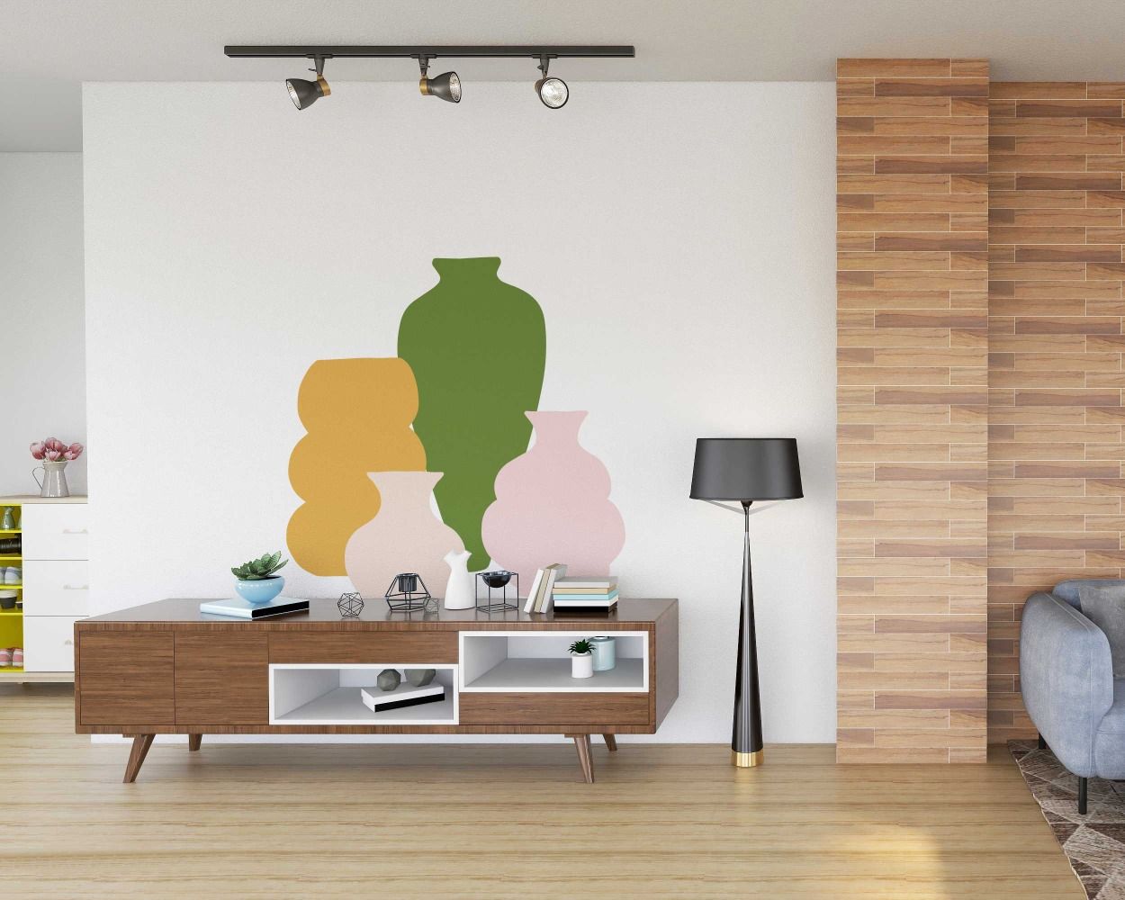 Multiple Size Colorful Flower Vase Wall Decals
