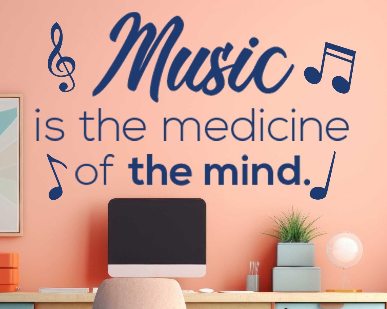 Music Is The Medicine Of The Mind Wall Decals For Room Decor
