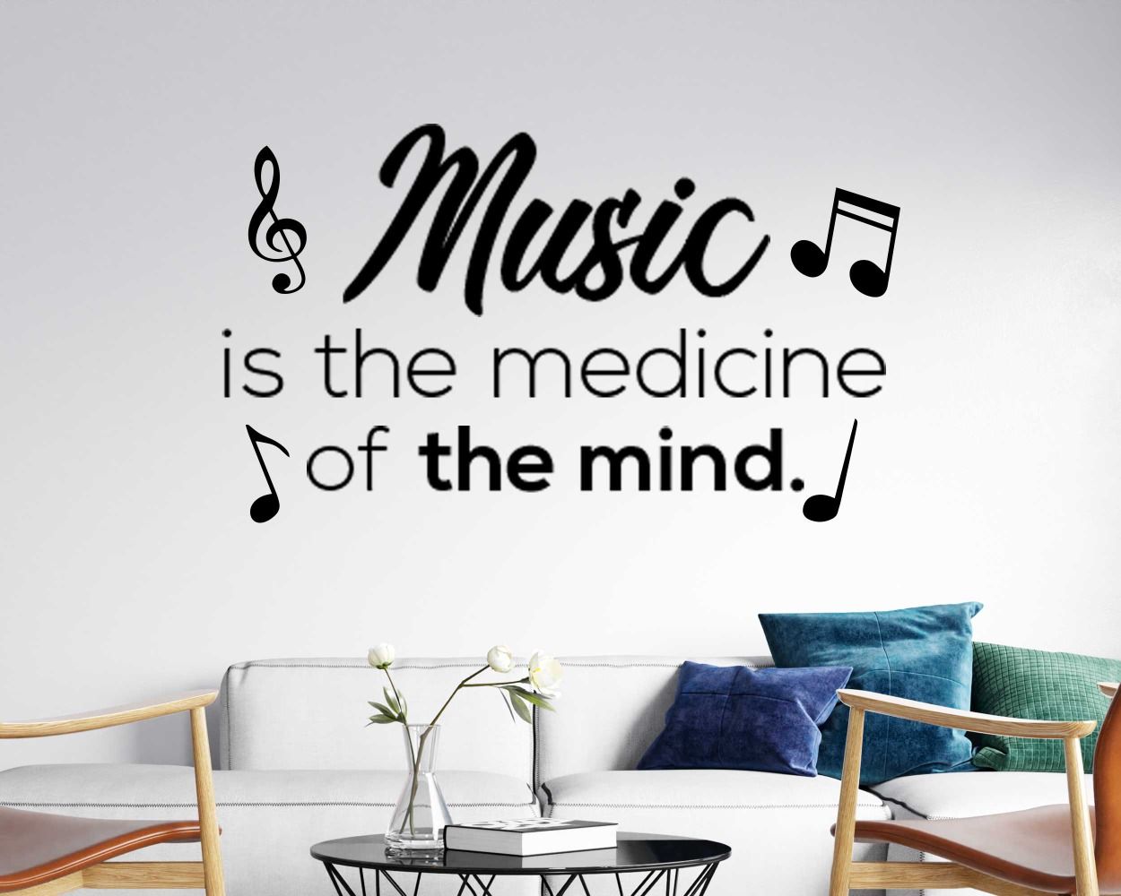 Music Is The Medicine Of The Mind Wall Stickers For Room Decor
