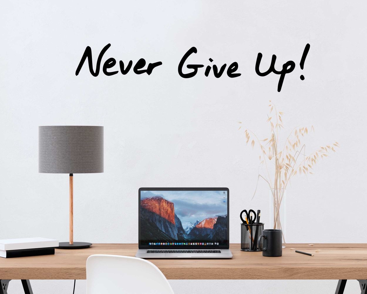Never Give Up Motivational Quote Wall Sticker For Office Room Decoration