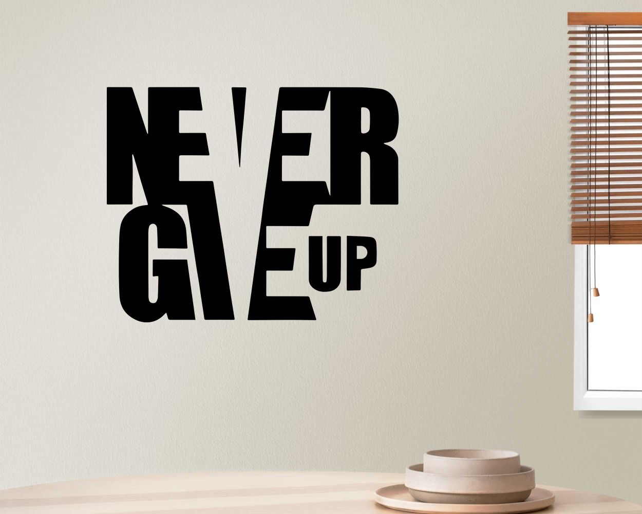 Never Give Up Motivational Quote Wall Stickers for Office Room Decor
