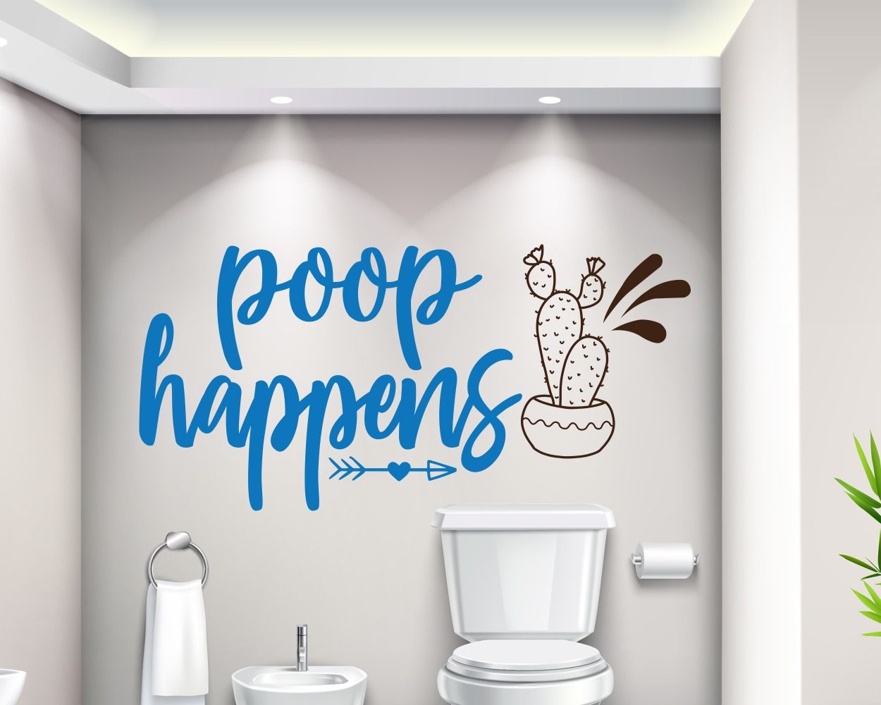 Poop Happens Motivational Quote Vinyl Stickers For Bathroom Toilet Decoration 