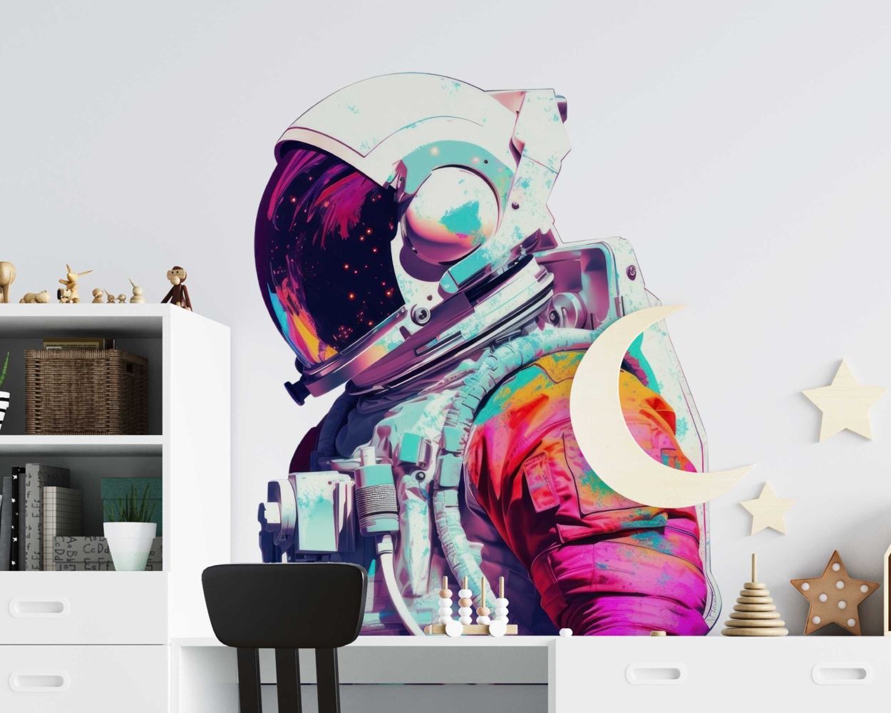 Premium Quality Astronaut In Colorful Illustration Wall Stickers 