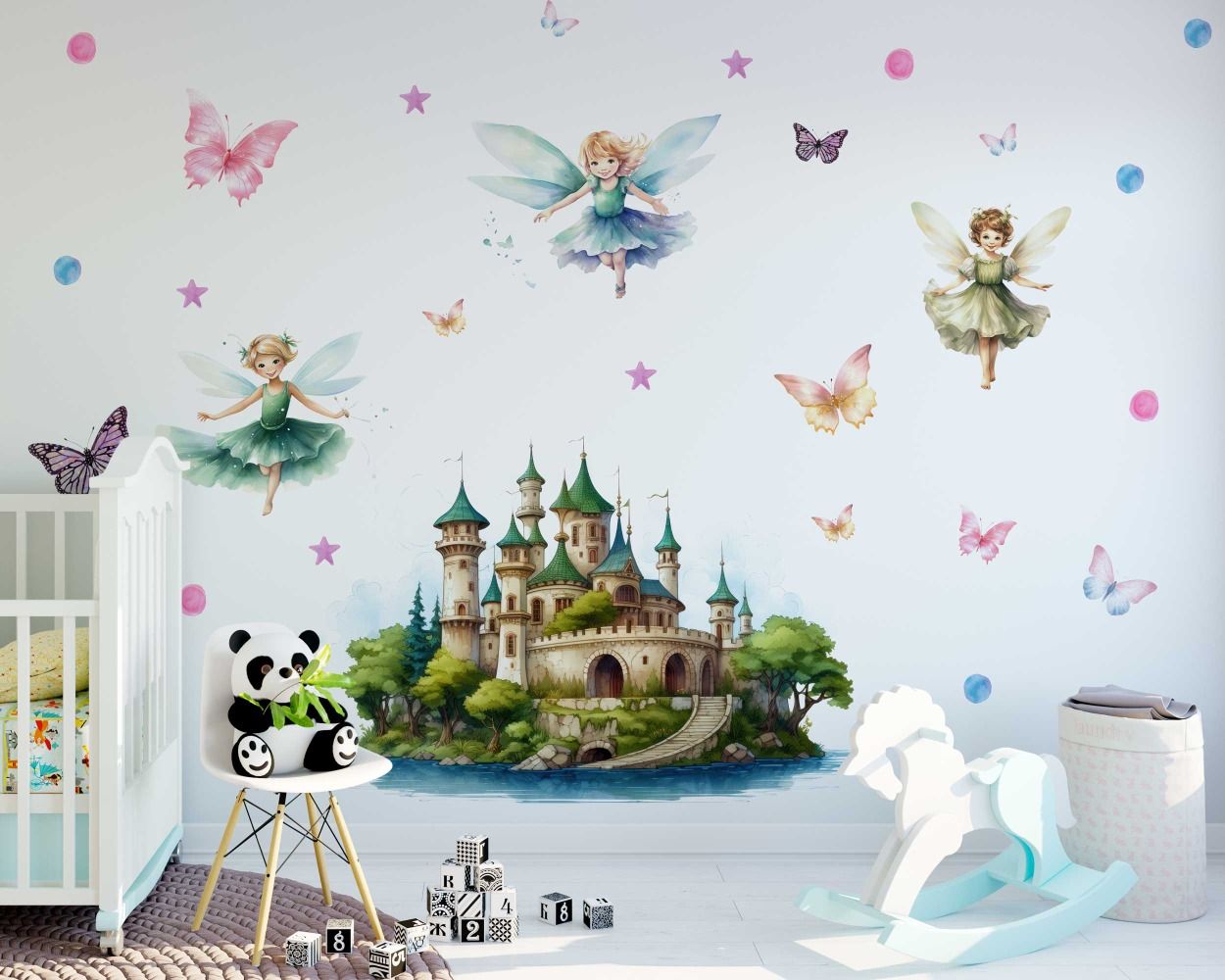 Princess Castle with Fairy Tales Nursery Wall Stickers for Nursery Decor