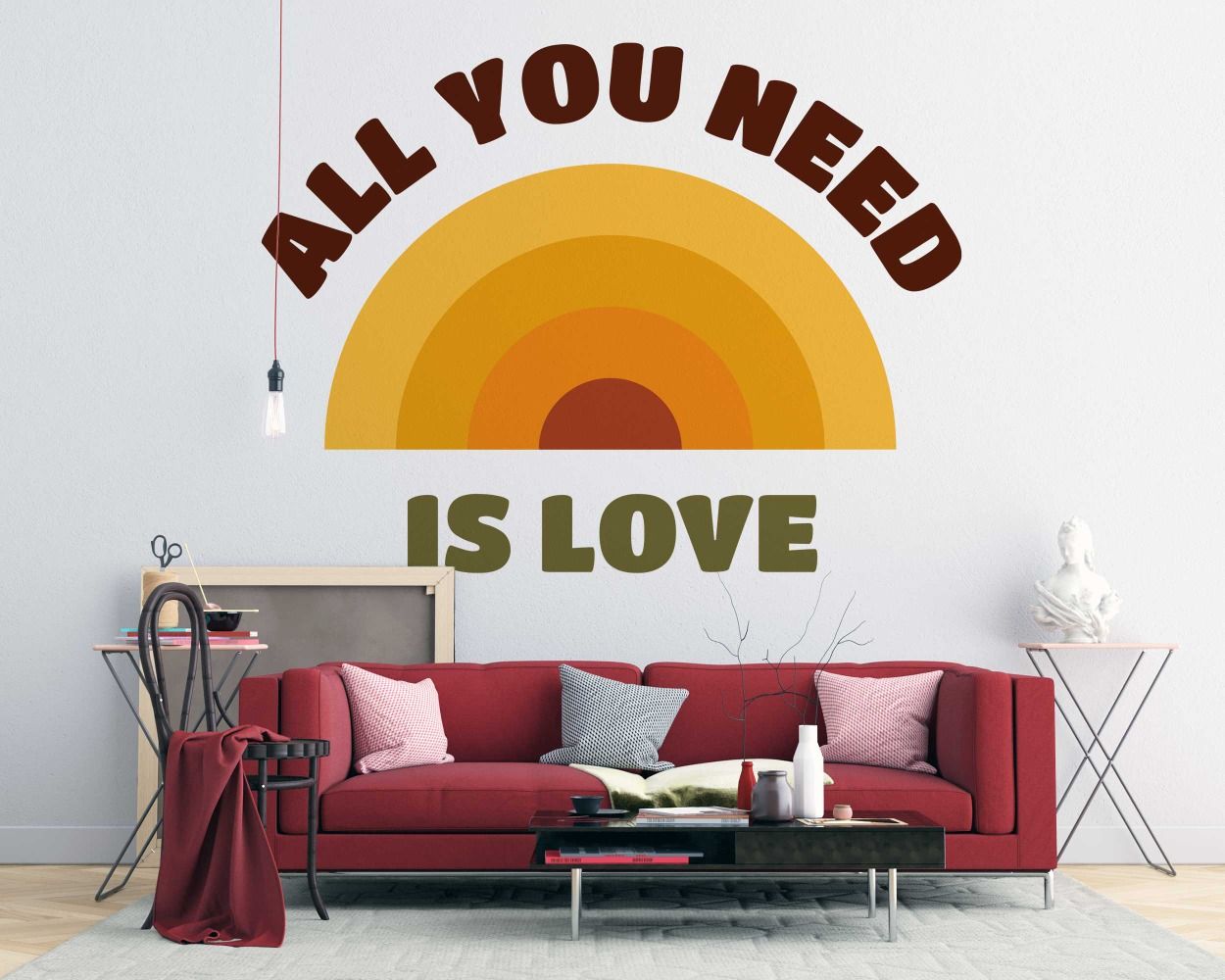 All You Need Is Love Quotes With Rainbow Wall Decals