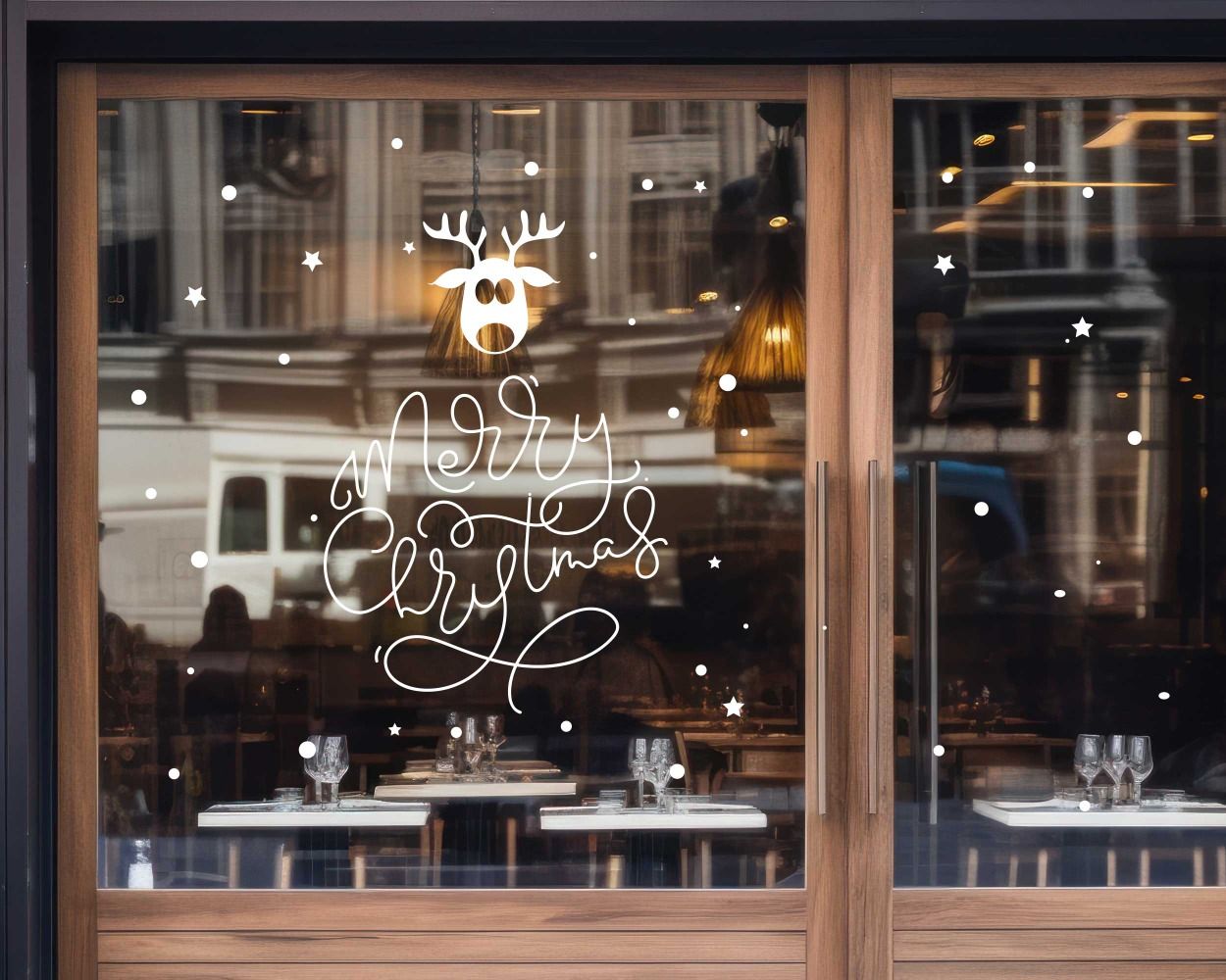 Best Reindeer face With Merry Christmas Glass Window Door Decorative Stickers