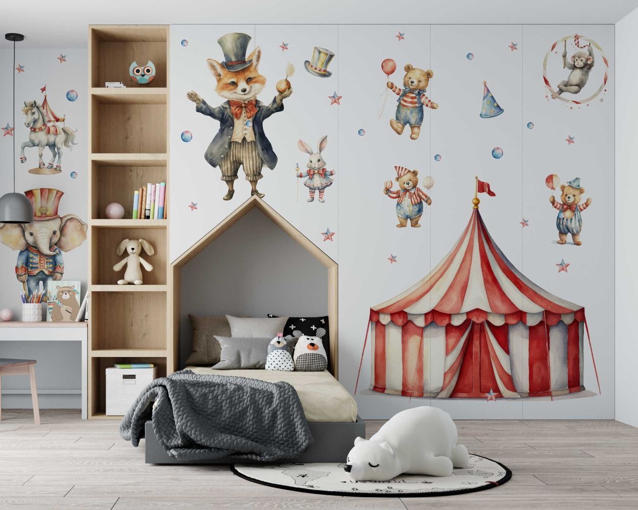Best Beautiful Retro Cute Animal Circus Wall Decals for kid's room decor