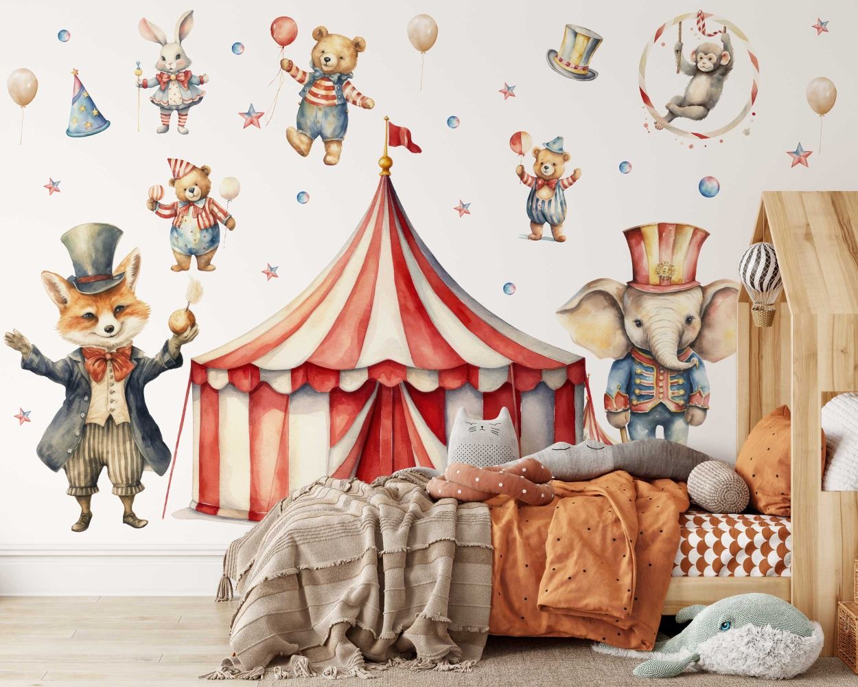 Best Beautiful Retro Cute Animal Circus Wall Stickers for Nursery Decor