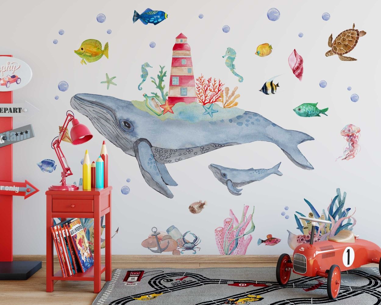 grey whale wall sticker