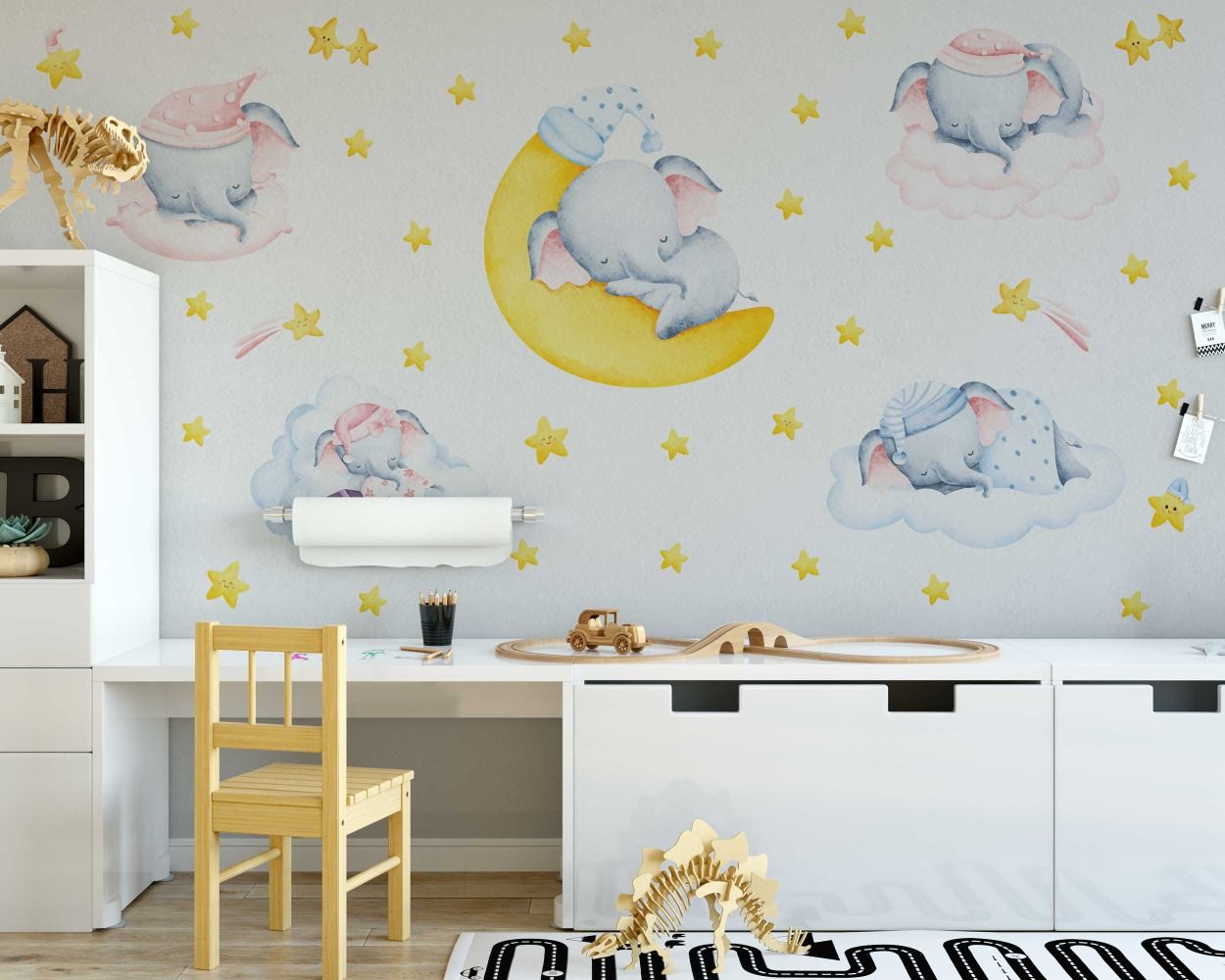 Best Sleeping Elephant On Moon Wall Decals For Kids Room Decor