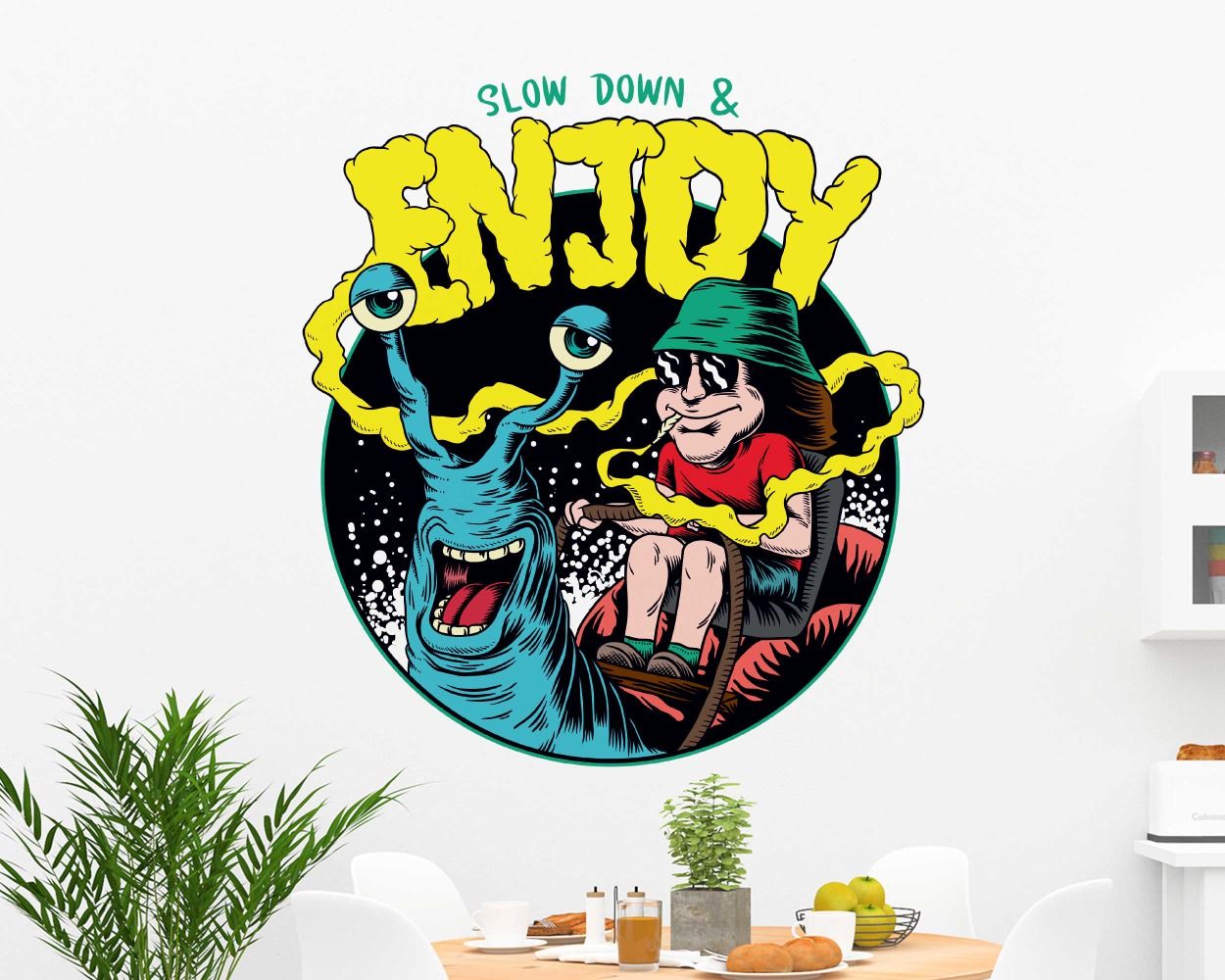 Slow Down And Enjoy Cartoon Art Wall Stickers