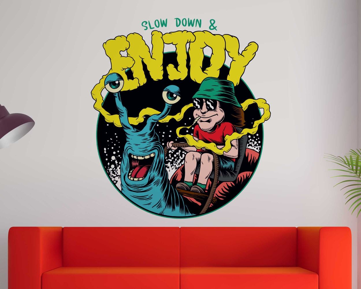 Slow Down And Enjoy Cartoon Art Wall Decals
