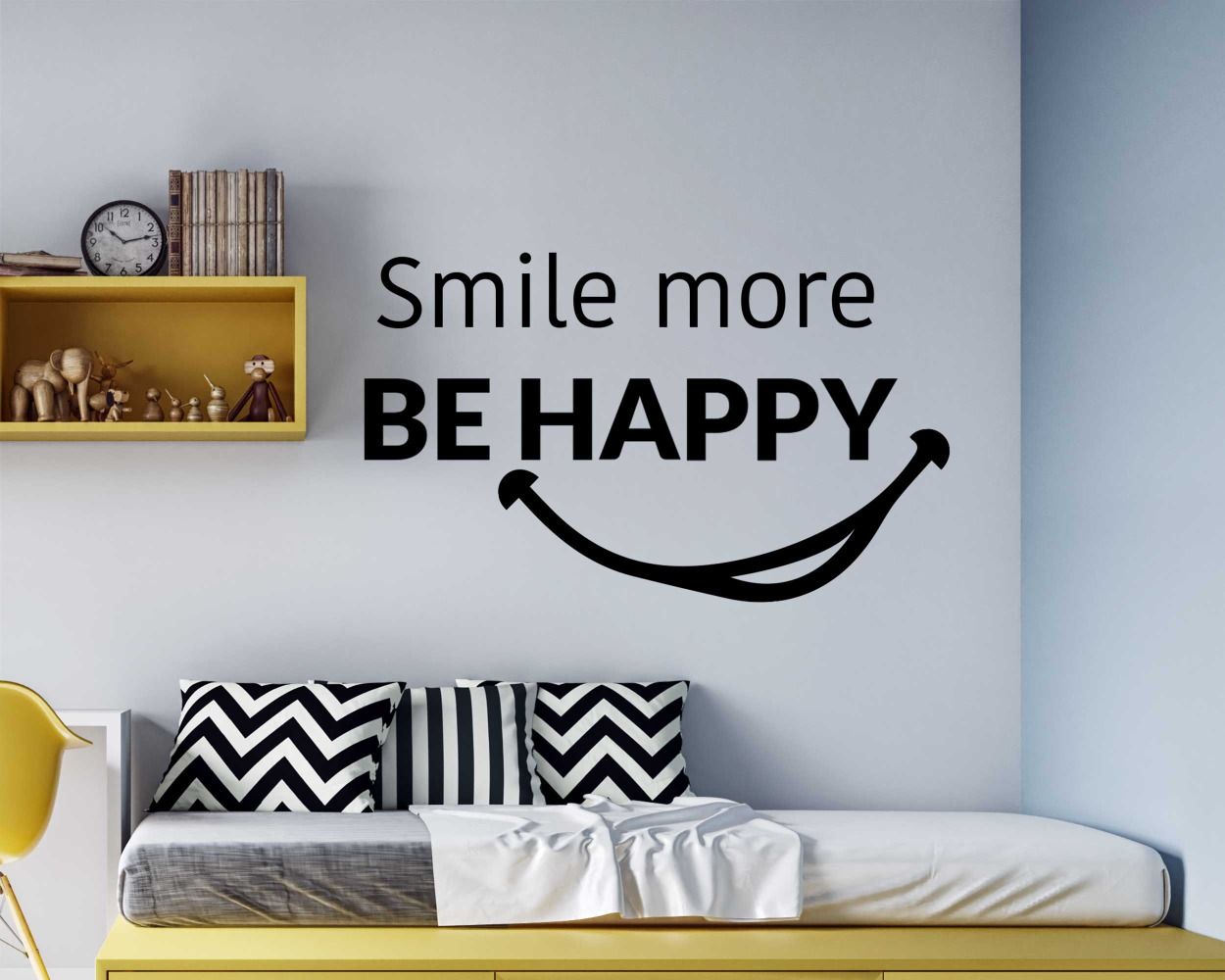 Smile More Be Happy Motivational Quotes Wall Decals