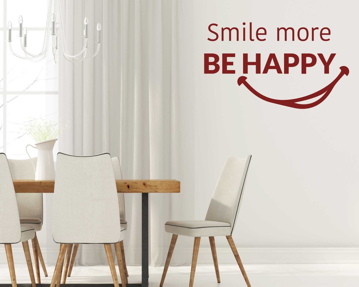 Smile More Be Happy Motivational Quotes Wall Stickers