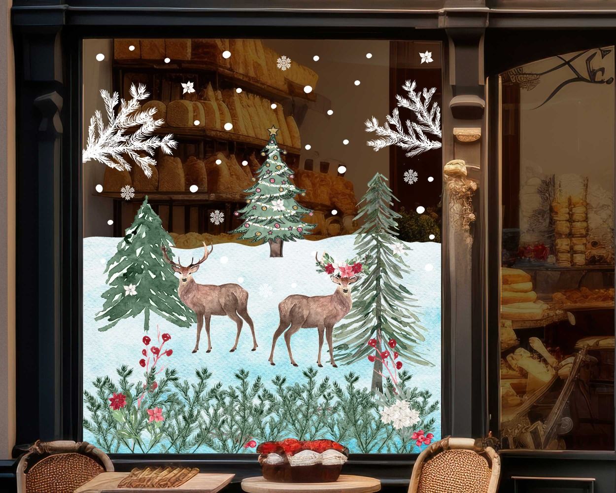 Best Snow Reindeer And Christmas Celebration Window Decorative Decals