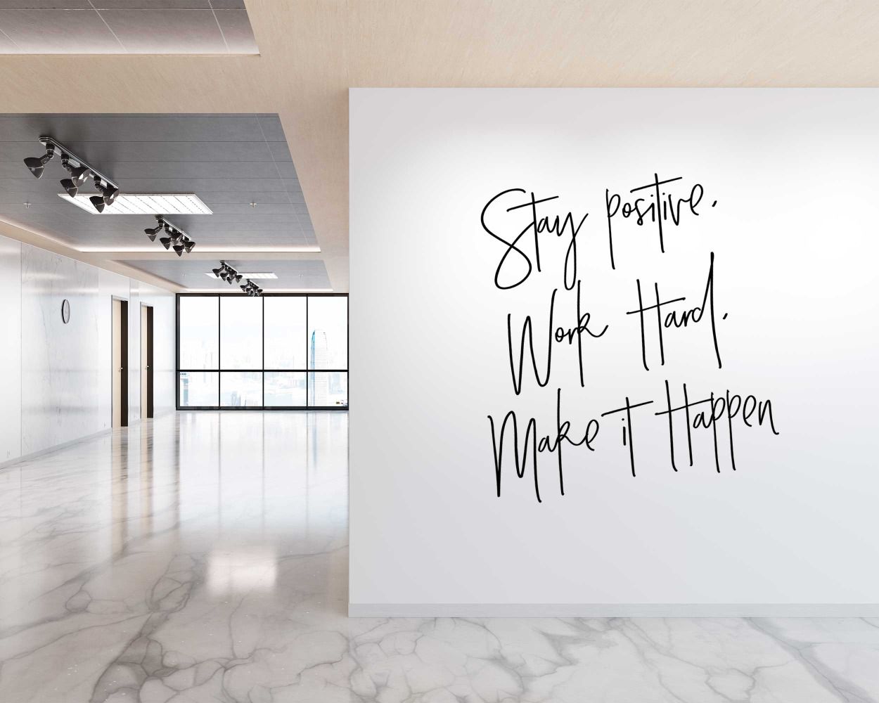 Stay Positive Work Hand Make It Happen Quotes Wall Stickers 
