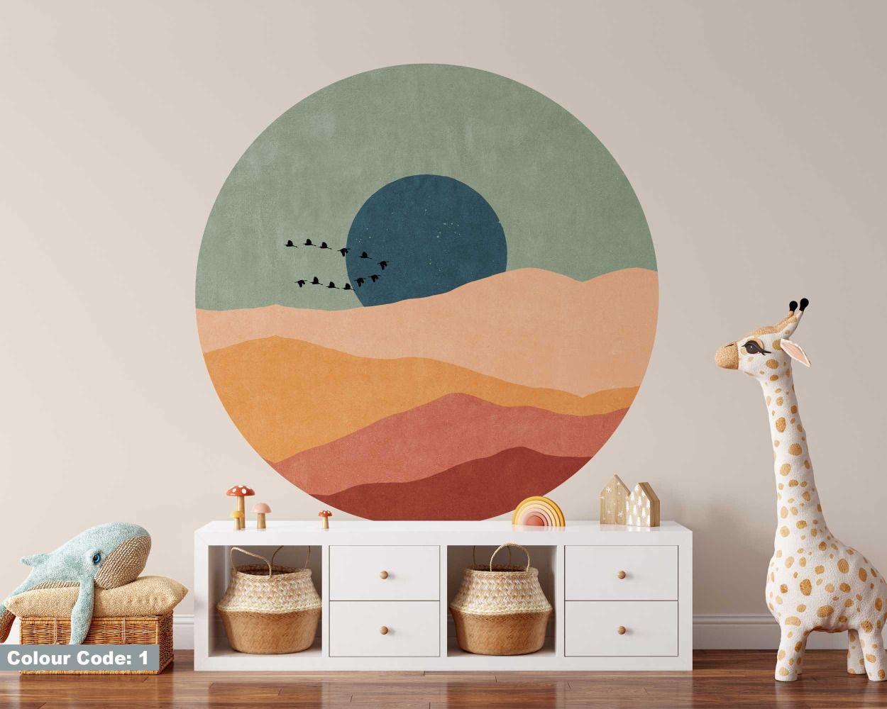 Beautiful Sun Mountain Boho Vinyl Wall Stickers