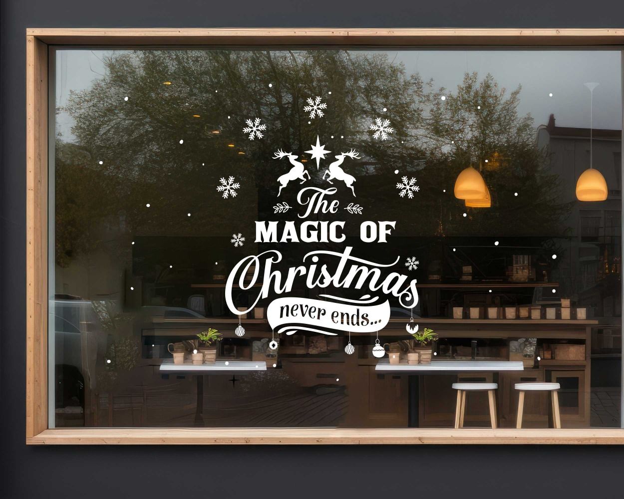 The Magic Of Christmas Never Ends Stickers For Shop Front Window Glass Decoration