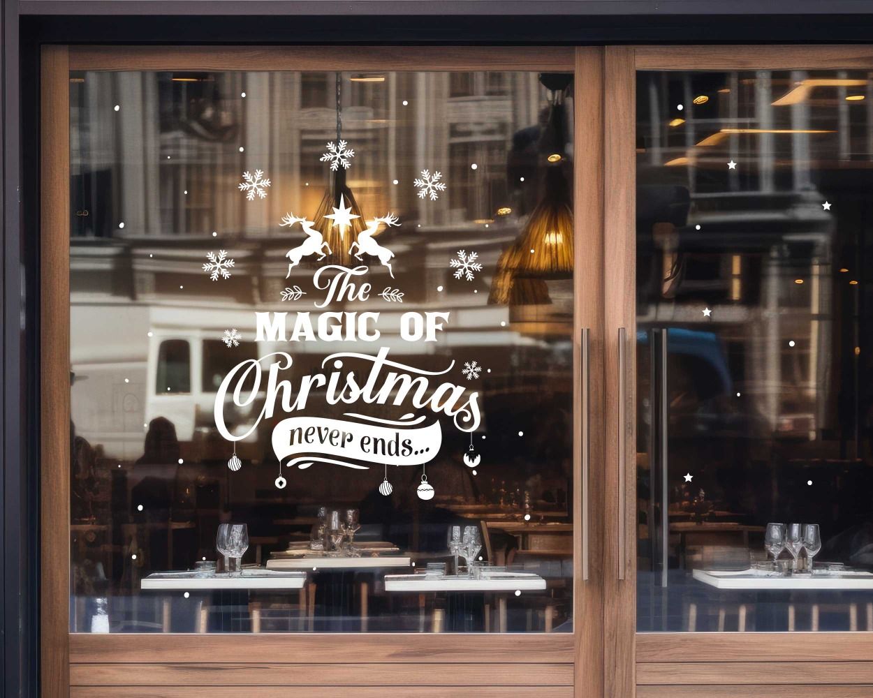 The Magic Of Christmas Never Ends Decals For Shop Front Window Glass Decor