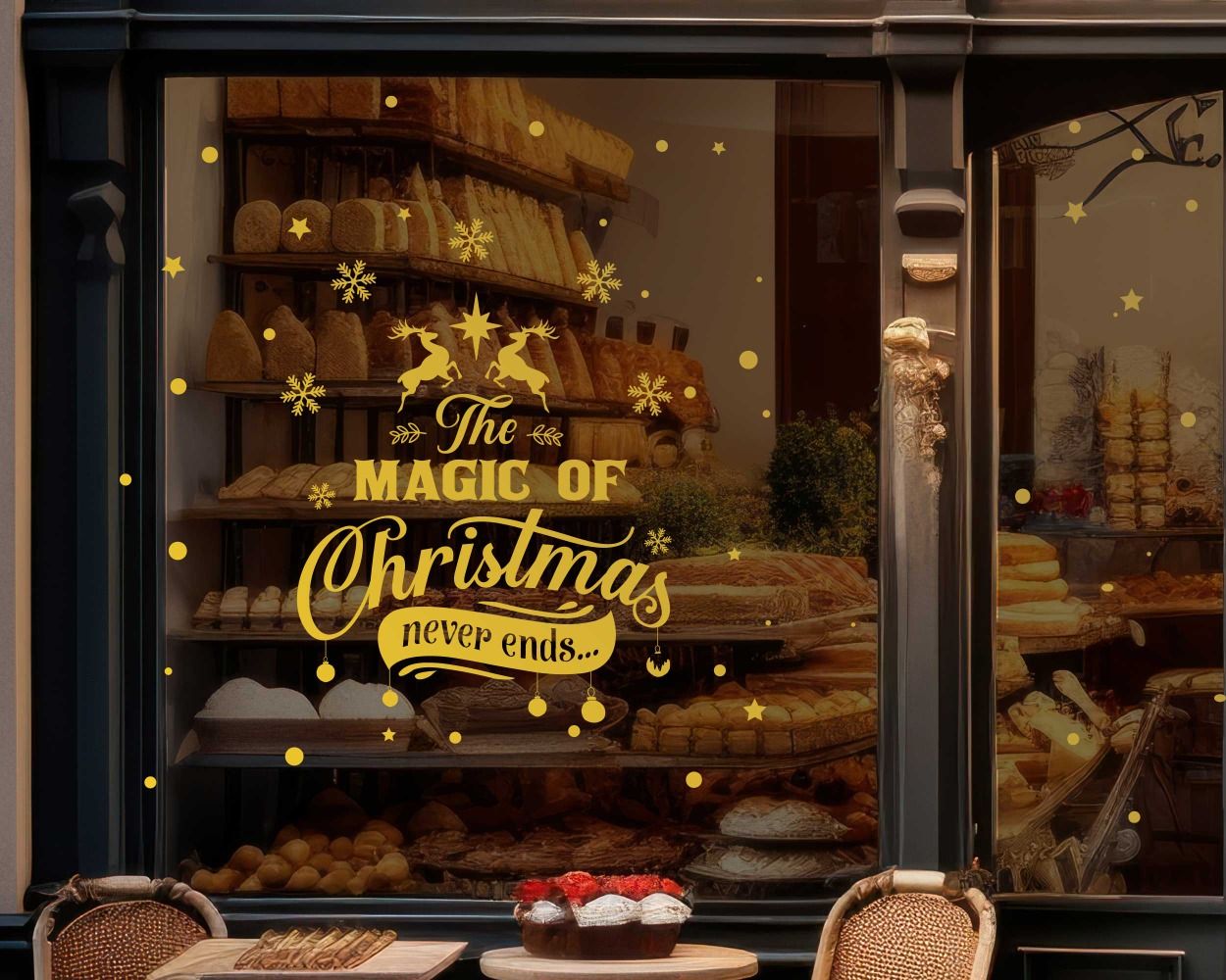 The Magic Of Christmas Never Ends Stickers For Shop Front Window Glass Decor
