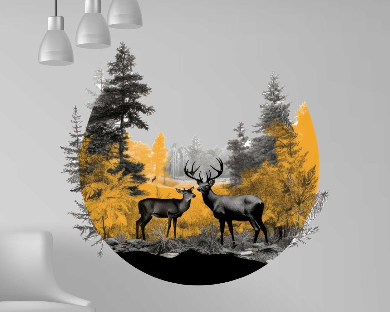 Two Beautiful Deer Standing In Forest Vinyl Wall Decals