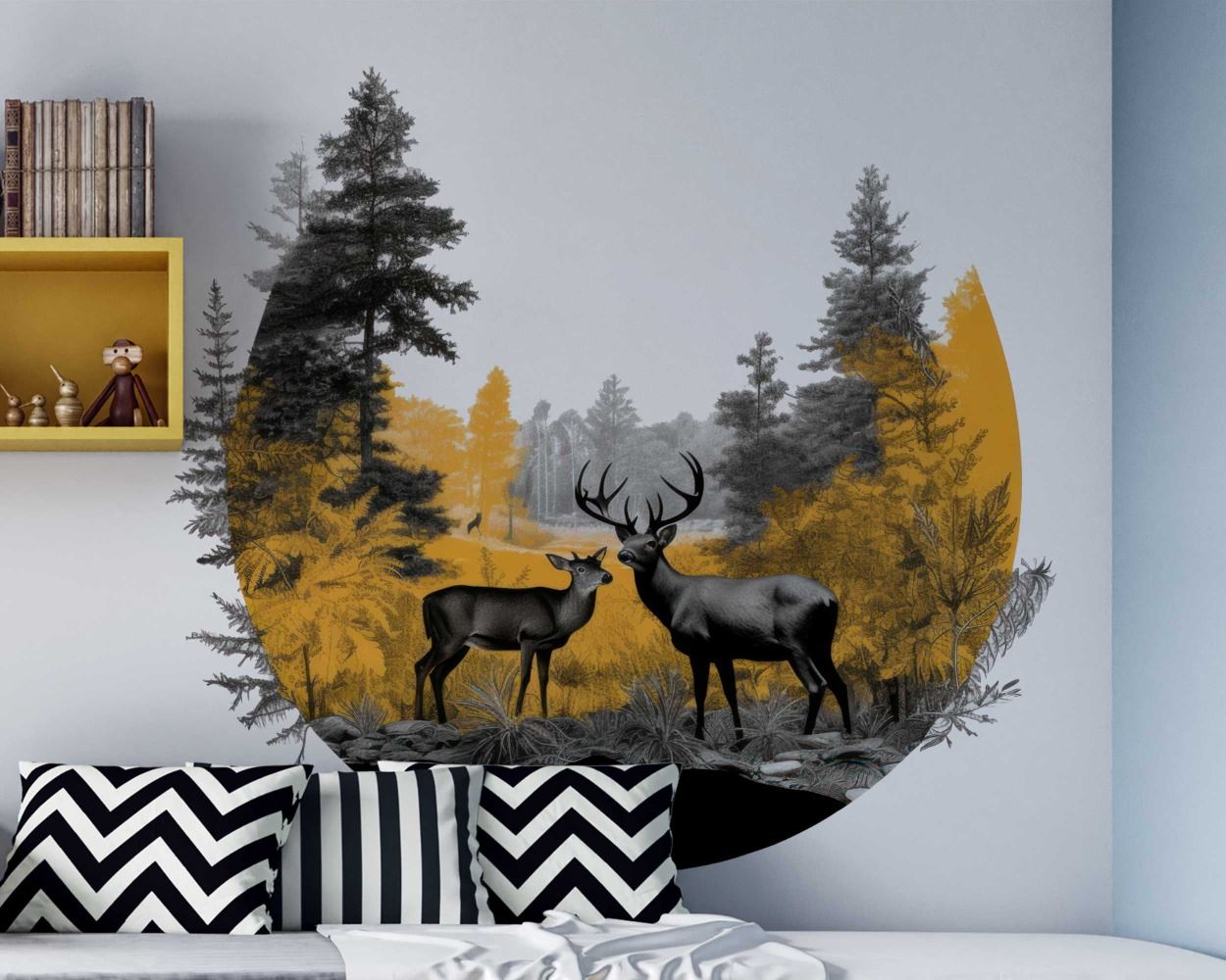 Two Beautiful Deer Standing In Forest Vinyl Wall Stickers
