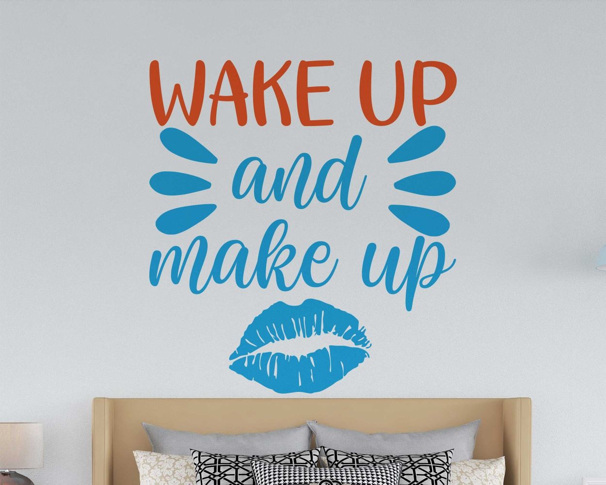 Wake Up And Make Up Beautiful Quote Vinyl Wall Stickers For Room Decoration 