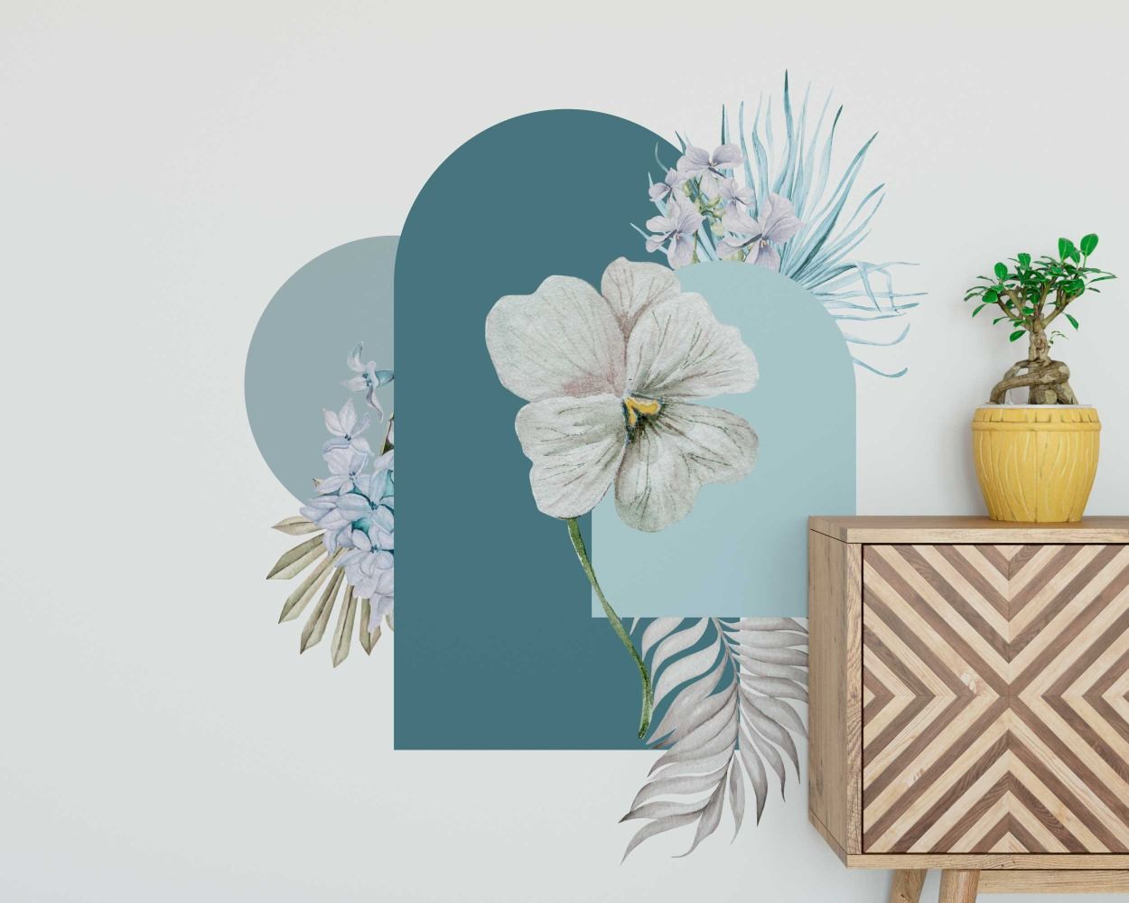 Floral Decoration Arch With Flower Wall Stickers 