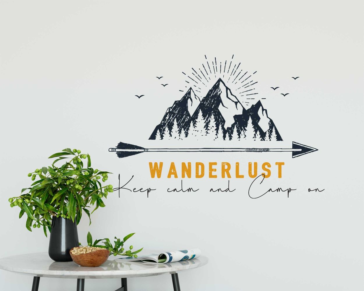 Wanderlust Keep Calm And Camp On Motivational Quote Stickers For Traveller Room Decoration