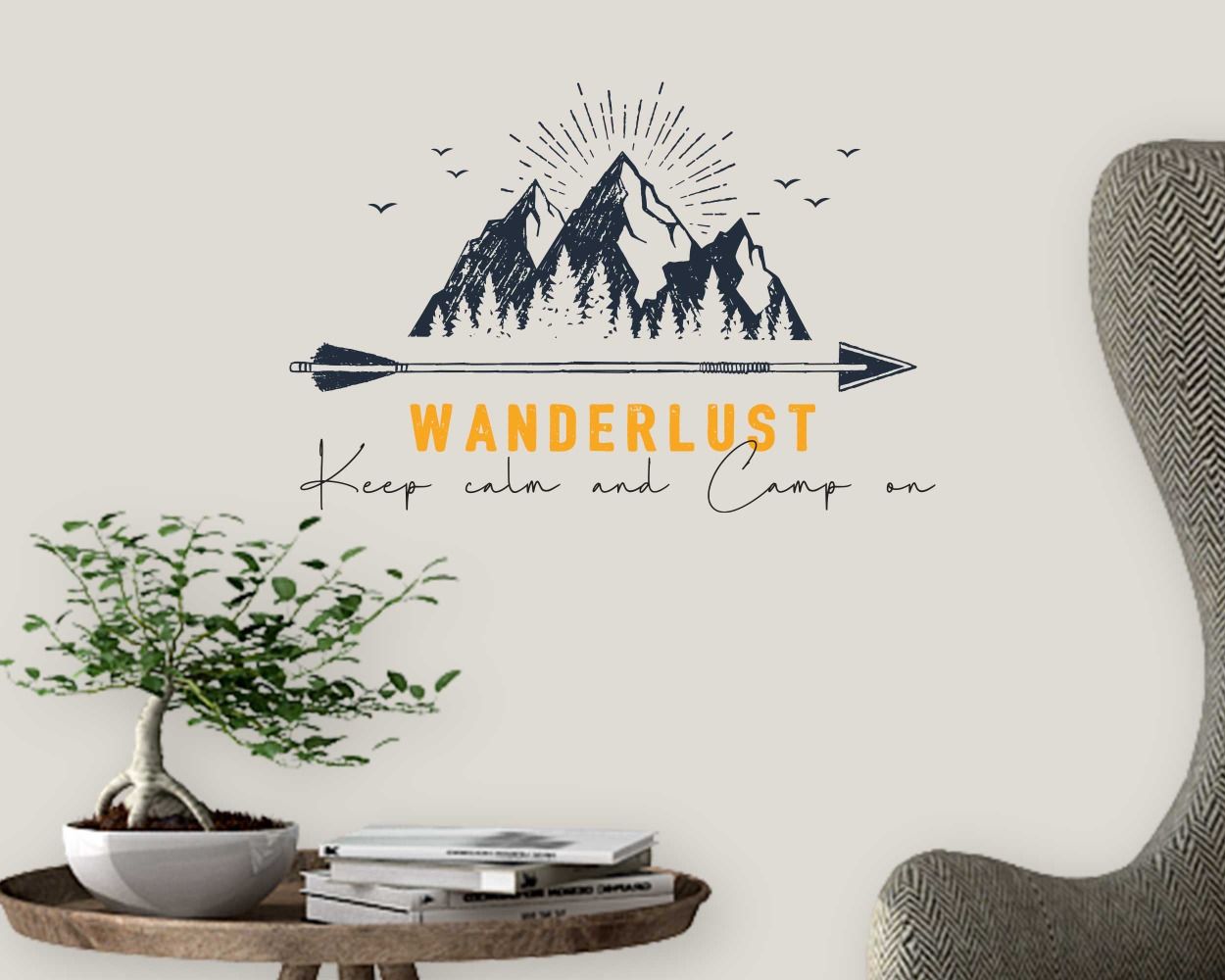 Wanderlust Keep Calm And Camp On Motivational Quote Decal For Traveller Room Decoration