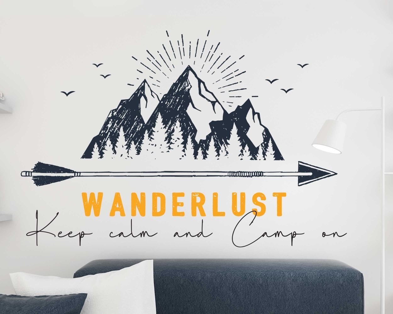 Wanderlust Keep Calm And Camp On Motivational Quote Wall Decal