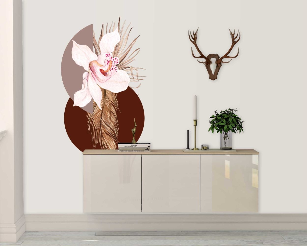 Best Beautiful Flower With Circle Bohemian Wall Decals For Living Room And Bedroom Decor 