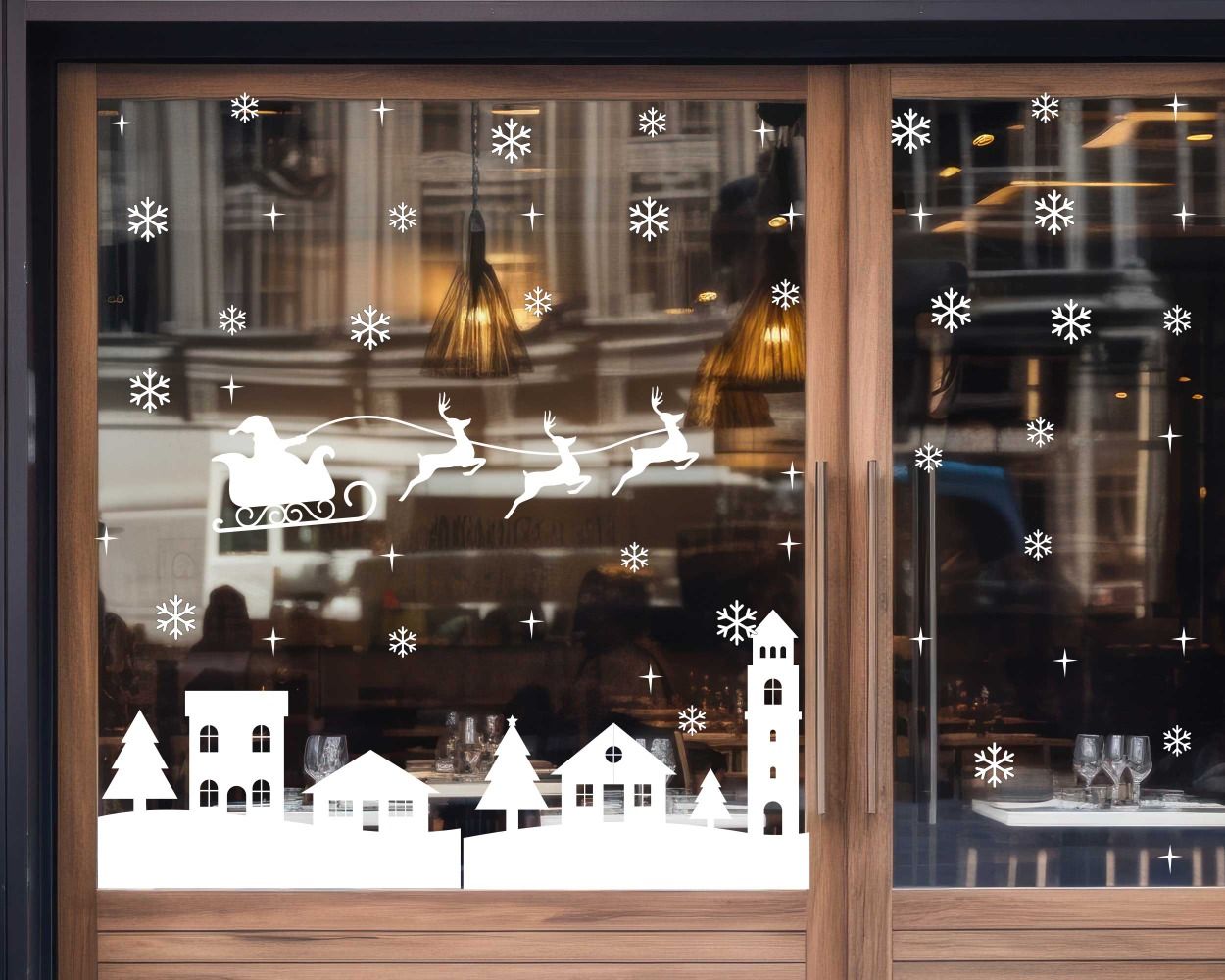 White Snow Reindeer Christmas Wall Sticker For Window Glass Door Decoration